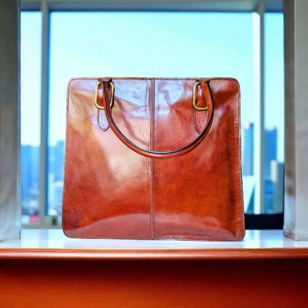 Vtg 70's Genuine Leather Italy Made For Gimbels Handbag Burgundy W/ Orig Receipt